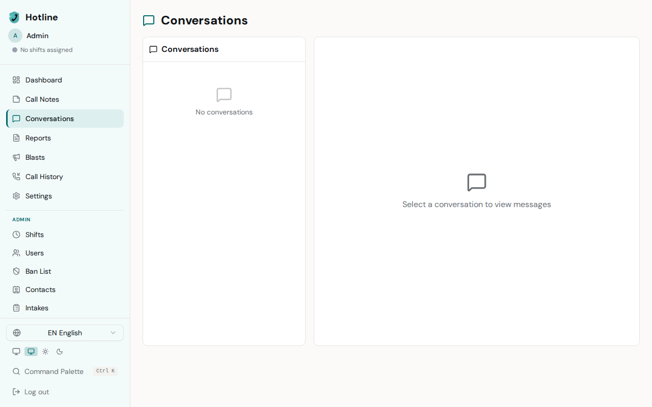 Conversations - Desktop view