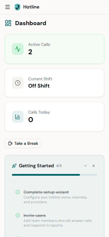 Dashboard - Mobile view