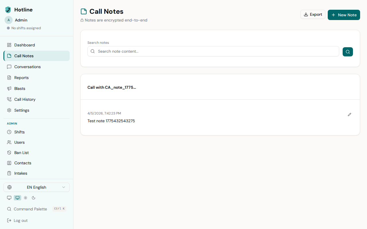 Notes - Desktop view