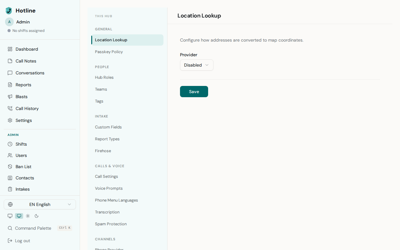 Settings - Desktop view